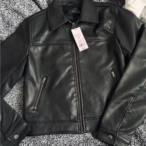 Women’s Black Faux Leather Zip Jacket - Unbranded